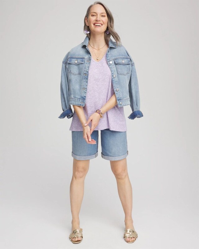 Polka-Dot Short Sleeve Forward Seam Tee - image 2
